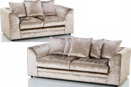 Bella Crushed Velvet 3&2 Seater Sofa Set Champagne - thumbnail 1