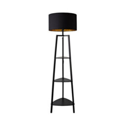 Valuelights Hiru Black 3 Tier Shelf Floor Lamp With Metallic Gold Inner Shade And Bulb - thumbnail 8