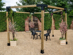 Edecks Modblox Hex Wooden Garden Pergola (3600mm X 3600mm) With Bolt Down Anchors (2.1M) - thumbnail 2