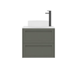 Royal Bathrooms Royal Bathroom Elmore 600mm Matt Green Wall Mounted Vanity Unit 2 Drawer With Plain White Worktop & No Basin - thumbnail 7