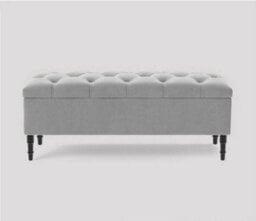 180Cm Swiss Chesterfield Ottoman Storage Bench- Plush Velvet Shoe Bench - Silver Upholstery Footstool With Storage - thumbnail 1