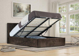Comfy Living 5Ft Prado Crushed Velvet Ottoman Storage Bed Brown - thumbnail 2