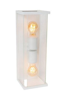 Lucide Claire Half Lantern Outdoor Twin Wall Light White - image 1