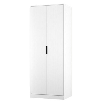 Nashville Ready Assembled Contemporary White Tall Double Wardrobe (H)1960mm (W)740mm (D)520mm - image 1