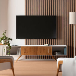 Home Treats Wall Panel Wood Slat Walnut Decorative Wooden Wallpanelling 3D Slatted Acoustic Sound Absorbing Ceiling Or Wall Slats 240 X 60 Cm - thumbnail 1