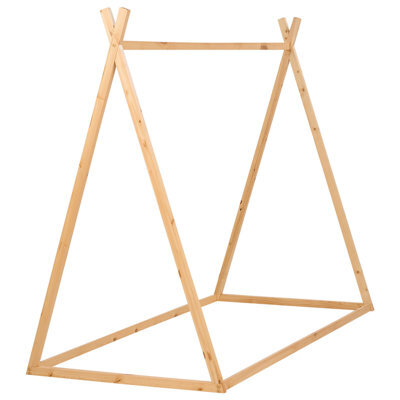 Beliani Kids Bed Teepee Pine Wood Saurat 90 X 200 Cm (Eu Single) Light Brown - image 1