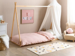 Beliani Kids Bed Teepee Pine Wood Saurat 90 X 200 Cm (Eu Single) Light Brown - thumbnail 2