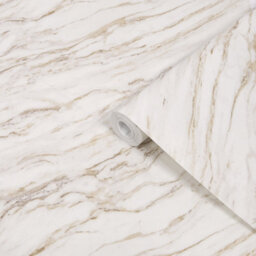 Contour Cream Marble Contemporary Smooth Wallpaper