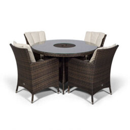 That's Furniture Savannah Round 4 Seater Patio Dining Set With Ice Bucket Drinks Cooler - Brown - thumbnail 5