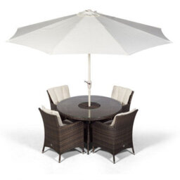 That's Furniture Savannah Round 4 Seater Patio Dining Set With Ice Bucket Drinks Cooler - Brown - thumbnail 4