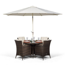 That's Furniture Savannah Round 4 Seater Patio Dining Set With Ice Bucket Drinks Cooler - Brown - thumbnail 7