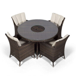 That's Furniture Savannah Round 4 Seater Patio Dining Set With Ice Bucket Drinks Cooler - Brown - thumbnail 6