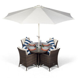 That's Furniture Savannah Round 4 Seater Patio Dining Set With Ice Bucket Drinks Cooler - Brown - thumbnail 2