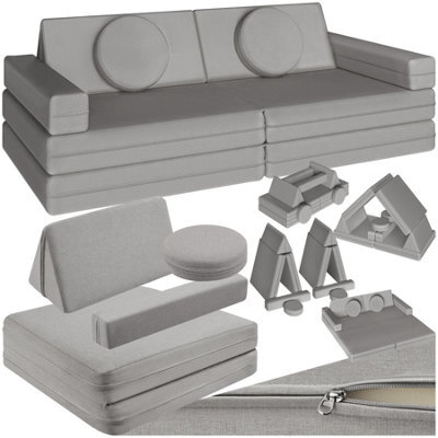 Tectake Kids Sofa Lilly - 8-Piece, Flexible Arrangement Play Sofa, Thick Padding, Removable Covers - 80 Centimetre Grey - image 1