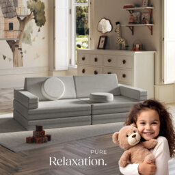 Tectake Kids Sofa Lilly - 8-Piece, Flexible Arrangement Play Sofa, Thick Padding, Removable Covers - 80 Centimetre Grey - thumbnail 8