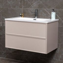 Plum&clay Jenner Light Pink Wall Hung Vanity Unit & Basin Set (W)800mm (H)500mm - thumbnail 2