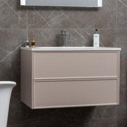 Plum&clay Jenner Light Pink Wall Hung Vanity Unit & Basin Set (W)800mm (H)500mm - thumbnail 3