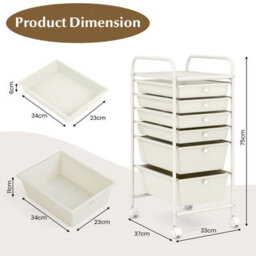 Gainoom 6-Drawer Rolling Storage Cart Mobile Utility Cart Storage Art Craft Organizer - thumbnail 3