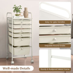 Gainoom 6-Drawer Rolling Storage Cart Mobile Utility Cart Storage Art Craft Organizer - thumbnail 6