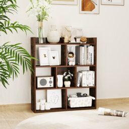 Costway 7 Cubes Open-Back Bookshelf Home Storage Shelf Wooden Bookcase-Rustic Brown - thumbnail 5