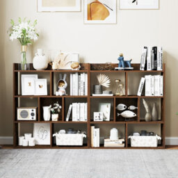 Costway 7 Cubes Open-Back Bookshelf Home Storage Shelf Wooden Bookcase-Rustic Brown - thumbnail 4