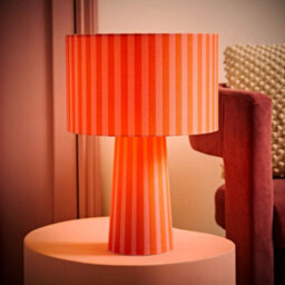 Valuelights Thorley Orange Stripe Drum Shade Full Fabric Table Lamp - thumbnail 2