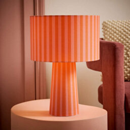Valuelights Thorley Orange Stripe Drum Shade Full Fabric Table Lamp - thumbnail 1