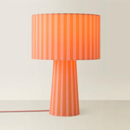 Valuelights Thorley Orange Stripe Drum Shade Full Fabric Table Lamp - thumbnail 3