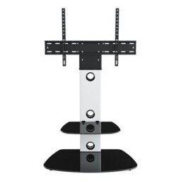 "Avf Lucerne 70Cm Curved Pedestal Tv Stand, For Tvs 32-65"" - Satin White And Black Glass" - thumbnail 6
