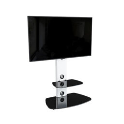 "Avf Lucerne 70Cm Curved Pedestal Tv Stand, For Tvs 32-65"" - Satin White And Black Glass" - thumbnail 5