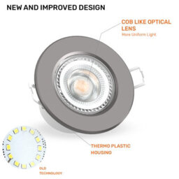 Paul Russells Led Downlight Chrome Tilt Recessed Ceiling Spotlight 4.8W 500 Lumens, Ip44, Colour Changeable Cct3 Pack Of 6 - thumbnail 7