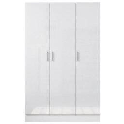 Reflect 3 Door Plain Wardrobe - White Gloss & Matt White - Hanging Rail & 4 Shelves- H: 180Cm X W: 113Cm X D: 47Cm - Modern Design - thumbnail 7