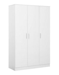 Reflect 3 Door Plain Wardrobe - White Gloss & Matt White - Hanging Rail & 4 Shelves- H: 180Cm X W: 113Cm X D: 47Cm - Modern Design - thumbnail 1