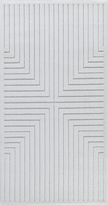 Livabliss Le Mans-Modern White 3D High & Low Pile Textured In- & Outdoor Rug 80 X 150 Cm Easy Care, Non Shedding - image 1