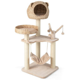 Costway 120Cm Tall Cat Tree Cat Climbing Tower Sisal W/ Private Condo Large Bed - thumbnail 1