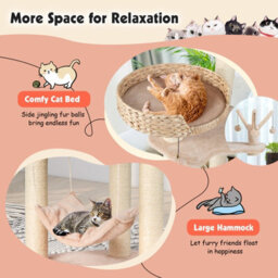 Costway 120Cm Tall Cat Tree Cat Climbing Tower Sisal W/ Private Condo Large Bed - thumbnail 6