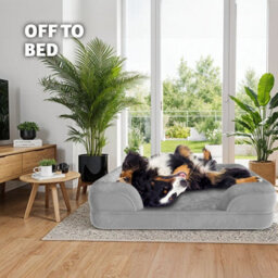 Tectake Dog Bed Kimba - Orthopaedic, Thick Padding, Raised Edge, Washable Cover L (94 X 72 X 18 Cm) - Grey - thumbnail 8