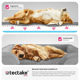 Tectake Dog Bed Kimba - Orthopaedic, Thick Padding, Raised Edge, Washable Cover L (94 X 72 X 18 Cm) - Grey - thumbnail 7