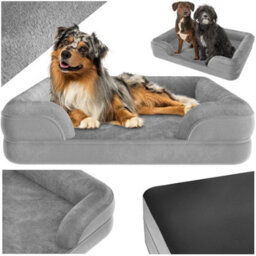 Tectake Dog Bed Kimba - Orthopaedic, Thick Padding, Raised Edge, Washable Cover L (94 X 72 X 18 Cm) - Grey - thumbnail 1