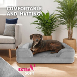 Tectake Dog Bed Kimba - Orthopaedic, Thick Padding, Raised Edge, Washable Cover L (94 X 72 X 18 Cm) - Grey - thumbnail 4