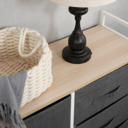Grey Fabric Chest Of Drawers 5 Drawer Wardrobe Storage - thumbnail 5