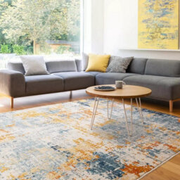Xample Nova Illusion Ochre Rug 160 X 230 Cm Machine Woven Polypropylene Rug, Durable Low Pile, Made In Turkey, Neutral Modern Design - thumbnail 1