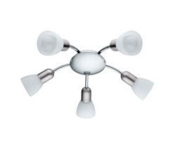Eglo Dakar Satin Nickel And Chrome Led 5 Bulb Ceiling Spotlight Satin Glass Warm White 3000K