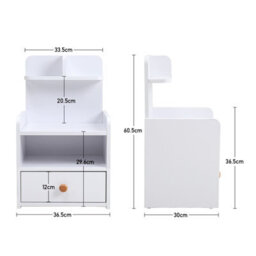 Living And Home White Wooden Bedside Table Nightstand With 1 Drawer And Storage Shelf - thumbnail 6