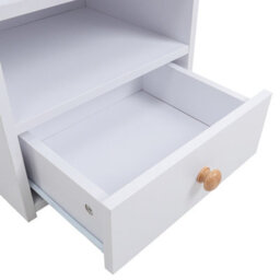 Living And Home White Wooden Bedside Table Nightstand With 1 Drawer And Storage Shelf - thumbnail 4