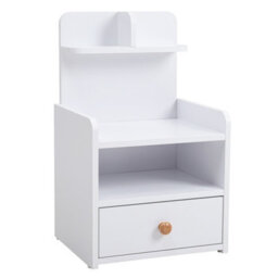 Living And Home White Wooden Bedside Table Nightstand With 1 Drawer And Storage Shelf - thumbnail 5