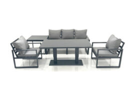 Fimous Outdoor Aluminium Garden Furniture Set With Adjustable Rising Lifting Dining Table 3 Seater Sofa 2 Chair Side Table - thumbnail 2