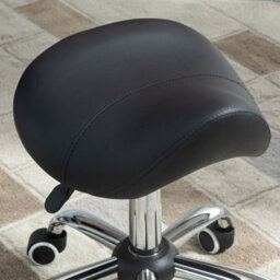 Homcom Pu Leather Saddle Stool W/ Moulded Padded Seat Adjustable Height Black - thumbnail 8