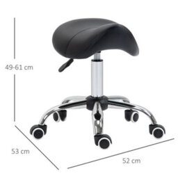 Homcom Pu Leather Saddle Stool W/ Moulded Padded Seat Adjustable Height Black - thumbnail 3