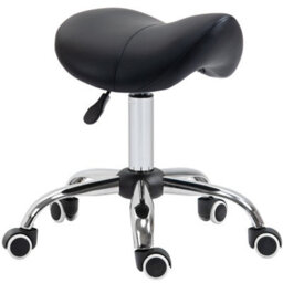 Homcom Pu Leather Saddle Stool W/ Moulded Padded Seat Adjustable Height Black - thumbnail 2